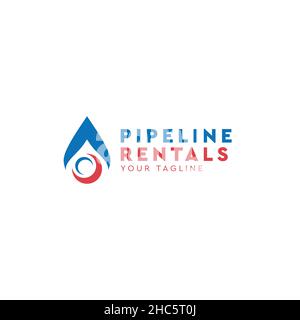 Modern flat design PIPELINE RENTALS logo design Stock Vector