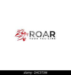 Modern flat design ROAR lion habitat logo design Stock Vector