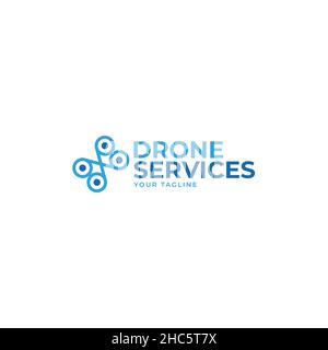 Modern flat design DRONE SERVICES logo design Stock Vector