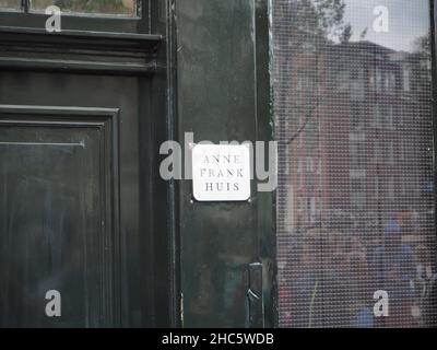 Front door of the Anne Frank House Museum in Amsterdam Stock Photo