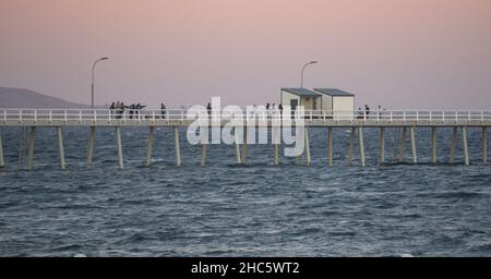 Sunset Fishing at the Tanker Jetty in Esperance Western Australia Stock Photo