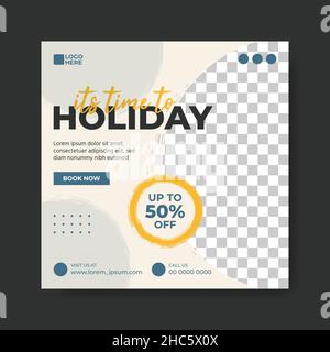 Flyer or social media post template travel themed Stock Vector