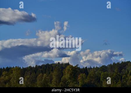 blue sky background with a tiny clouds Stock Photo