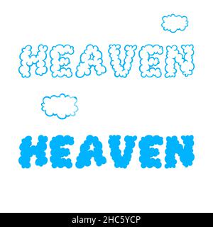 HEAVEN. font. Flat isolated Christian vector illustration, biblical background. Stock Vector