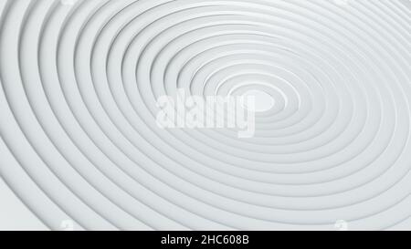 Concentric circle 3d Abstract bright background with White circles chaotically twisted tubes geometry 3d illustration Stock Photo