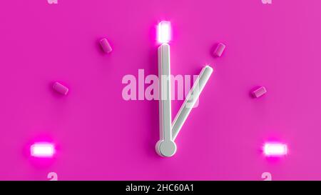 The pink  3d  Clock sign illustration Stock Photo