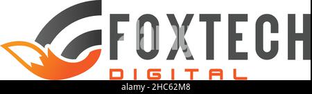 Simple design FOXTECH DIGITAL internet logo design Stock Vector