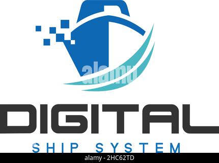 Colorful design DIGITAL SHIP SYSTEM logo design Stock Vector