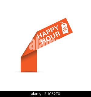 Happy hour icon in flat style. Discount tag vector illustration on isolated background. Special offer sign business concept. Stock Vector