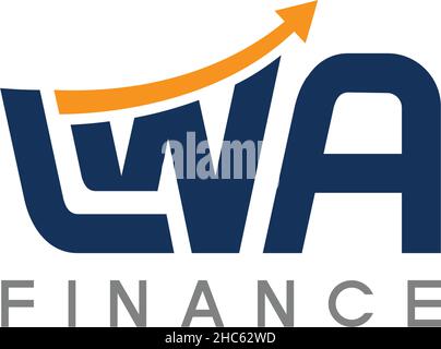 Flat initial WA FINANCE up high comer logo design Stock Vector