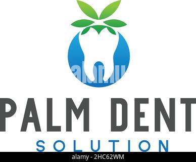 Modern design PALM DENT tooth leaf logo design Stock Vector