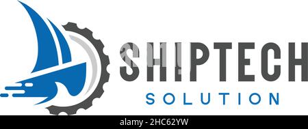 Colorful design SHIPTECH solution logo design Stock Vector