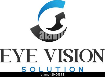 Modern simple EYE VISION solution logo design Stock Vector