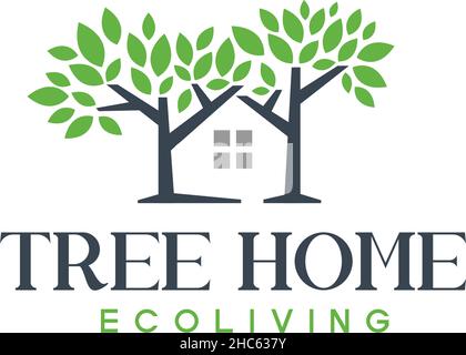 Modern design TREE HOME house leaf logo design Stock Vector