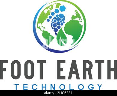 Modern colorful FOOT EARTH TECHNOLOGY logo design Stock Vector