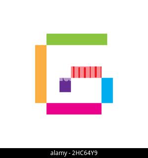 letter G colorful modern square logo design vector graphic symbol icon sign illustration creative idea Stock Vector