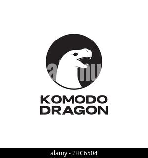 circle with komodo dragon logo design vector graphic symbol icon sign illustration creative idea Stock Vector