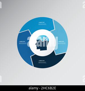 Blue Modern Style Infographics Design with Artificial Intelligence, Machine Learning Concept - Pie Chart Stock Vector