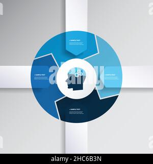 Blue Modern Style Infographics Design with Artificial Intelligence Concept - Diagram Template with Arrow Shapes Stock Vector
