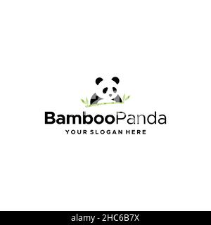 Modern flat colorful BAMBOO PANDA leaf logo design Stock Vector