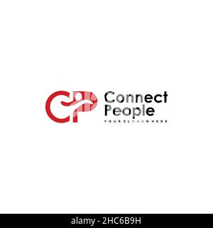 Modern initial CP CONNECT PEOPLE web logo design Stock Vector