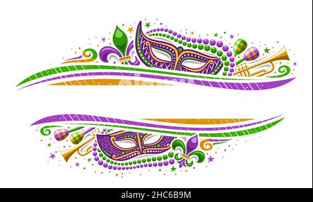 Isolated mardi gras mask cocktail and trumpet vector design