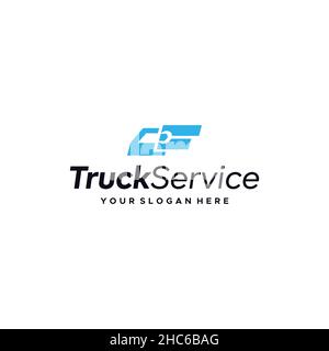 Minimalist design TRUCK SERVICE sent logo design Stock Vector