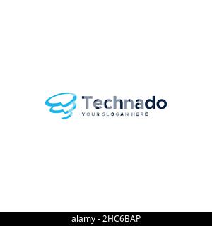 Minimalist design TECH NADO polygon logo design Stock Vector