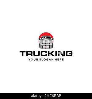 Modern flat colorful TRUCKING box car logo design Stock Vector