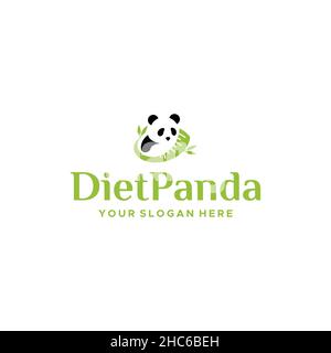 Modern flat colorful DIET PANDA leaf logo design Stock Vector