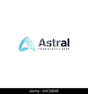 Flat Letter Mark Astral geometric art logo design Stock Vector
