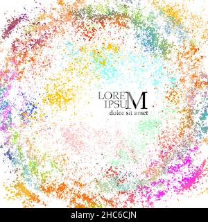 Round multi-colored frame from spots of paint. Background from blots. Grunge Design Element. Brush Strokes. Vector illustration Stock Vector