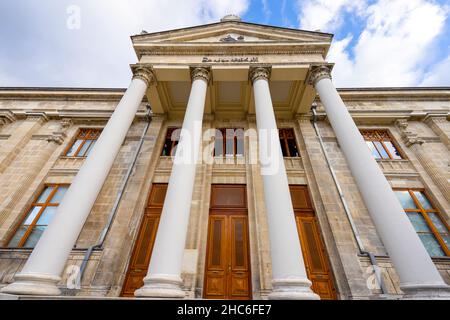 Front view of the Istanbul Archaeology Museum. Istanbul Archaeology Museums are a group of three archaeological museums located in Istanbul, Turkey. Stock Photo