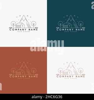 line art minimal multipurpose logo template retro Stock Vector