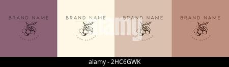 Organic logo flower fruit nature vintage symbol Stock Vector
