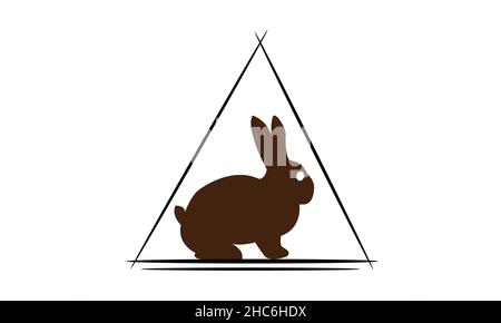 Rabbit vector cartoon icon inside triangle. Isolated cartoon set icon animal. Vector illustration rabbit on white background. Stock Vector