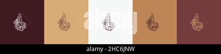 floral vintage nature element shape logo template Stock Vector
