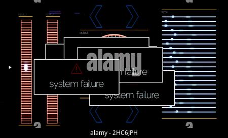 System failure messages disappear from the computer screen and the program continues to work, digital security concept. Signal interference and popups Stock Photo