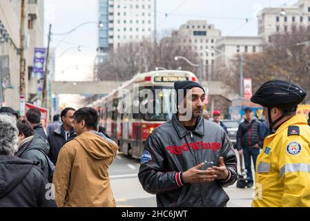 Toronto, Canada - December 9, 2015: Scenes from the Taxi drivers protest against Uber X. Stock Photo