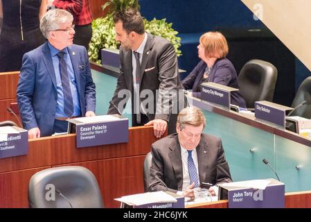 Toronto, Canada - December 9, 2015: Scenes from the Taxi drivers protest against Uber X. Stock Photo