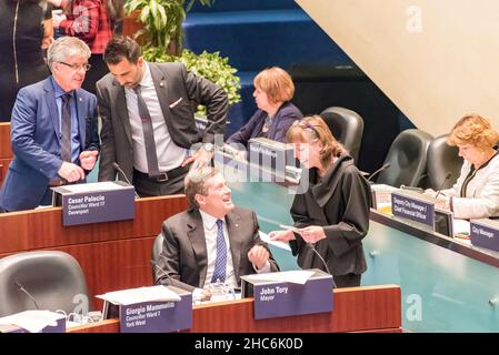Toronto, Canada - December 9, 2015: Scenes from the Taxi drivers protest against Uber X. Stock Photo