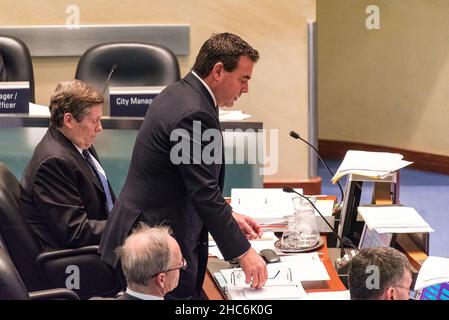 Toronto, Canada - December 9, 2015: Scenes from the Taxi drivers protest against Uber X. Stock Photo