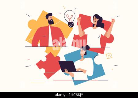 Vector illustration depicting a happy young man finding an effective solution. Editable stroke Stock Vector