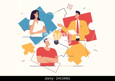 Vector illustration depicting a happy young man finding an effective solution. Editable stroke Stock Vector