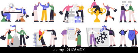 Corporate culture, business ethics and company corporate relations. Business company team, corporate policy employees relations vector illustration Stock Vector