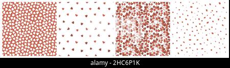 Vector seamless patterns of viburnum, rowan berries. Hand drawn set of illustrations in white and red colors. Stock Vector
