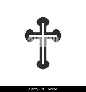 Crucifixion, orthodox Greek christian cross isolated on a white background. Byzantine cross. Flat Christian illustration, biblical background. Stock Photo