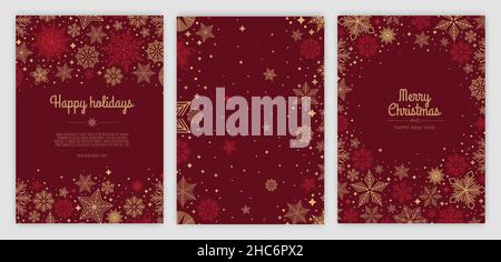 Merry Christmas artistic templates. Corporate Holiday cards and invitations. Winter frames and backgrounds design. Stock Vector