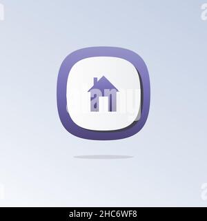 Home sign 3D icon. Icons web, logo, button. 3D vector Illustrations. Concept for favicon, app icon, web banner, logo Stock Vector