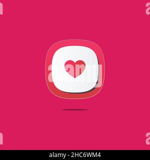 Heart 3D icon. Icons web, logo, button. 3D vector Illustrations. Concept for favicon, app icon, web banner, logo Stock Vector
